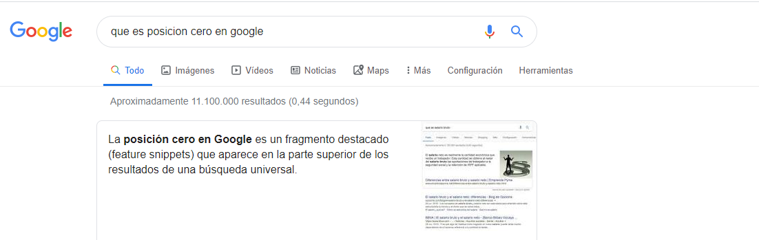 Posición cero en Google